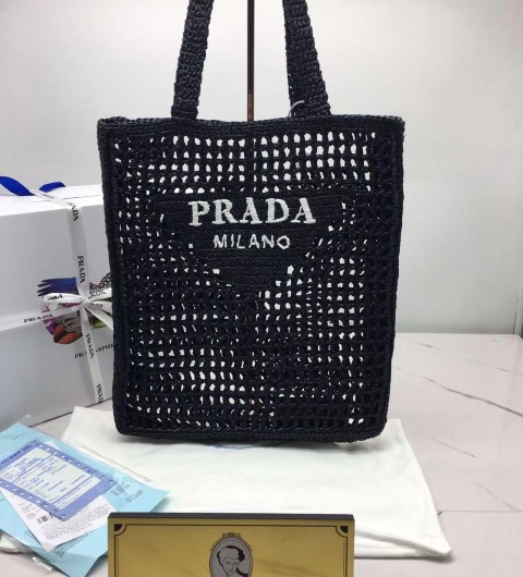 프라다 라피아 토트백